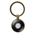 Retro vinyl record keychain with bronze metal ring and classic music disk pendant - Antique Bronze Style 5