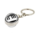 Detailed macro view of a silver piano keyboard crystal glass ball keychain with metal ring - Classic Keyboard Black White Style (XSWX5700-11)