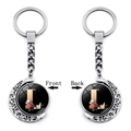 Rotating moon keychain with double-sided letter L and colorful floral patterns - Initial L Floral Style (XSWX5492-L)