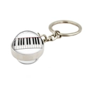 Creative piano keys music glass ball keychain with durable silver metal ring pendant - Simple Keyboard Flat Style (XSWX5700-12)