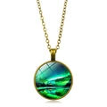 Detailed close-up of a bronze northern lights pendant with glass dome and mountain design - Bronze Aurora Snow Mountain Style (ABXL350-5)
