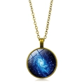 Macro detail of antique bronze pendant necklace featuring Northern Lights glass gemstone - Bronze Vortex Galaxy Style (ABXL350-3)