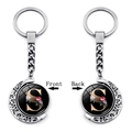 Rotating moon keychain with double-sided letter S and champagne gold floral patterns - Initial S Floral Style (XSWX5492-S)