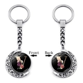 Rotatable moon keychain featuring double-sided letter V with colorful floral pattern - Initial V Floral Style (XSWX5492-V)