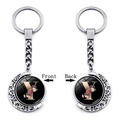 Double-sided rotating moon keychain with letter Y and floral design on white background - Initial Y Floral Style (XSWX5492-Y)