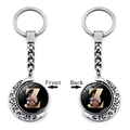 Silver rotating moon keychain with double-sided glass pendant featuring letter Z - Initial Z Floral Style (XSWX5492-Z)