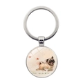 Portachiavi con carlino carino in vetro e metallo per borse e idee regalo creative - Carlino che Corre ad Acquerello (XSWX5758-3 Argento)