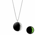 Detailed macro view of luminous crescent moon pendant glowing green in dark lighting - Moon Phase Style 6 (XSWX5788-6)