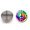 Dettaglio di calamite tonde per frigo con segno della pace e motivo tie-dye arcobaleno - (30mm)-xswx5779-2