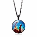 Cosmic Pillars of Creation nebula glass pendant necklace with a sleek black chain - Black Pillars Of Creation Style (ABXL352-4)