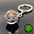 Luminous crystal glass ball keychain with tiger head design and green glow in the dark - Roaring Colorful Tiger Head (XSWX5837-5)