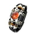 Bracciale multistrato in pelle stile punk con cabochon in vetro sistema solare - Stile Nebulosa del Sole (XSWX5838-5)
