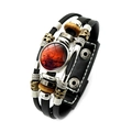Bracciale multistrato in pelle con vetro galassia Marte e perline in stile punk retrò - Stile Marte (XSWX5838-4)