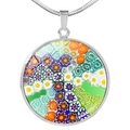 Dettaglio della collana con ciondolo in vetro di Murano Millefiori e montatura in argento - Floreale Colorato (XSWX2721-9)