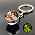 Luminous Virgin Mary glass ball keychain in silver metal with glow-in-the-dark effect - Saint Image 9 (XSWX5840-9)