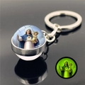 Glow-in-the-dark Virgin Mary glass ball keychain with luminous green light effect - Madonna and Child 4 (XSWX5840-4)