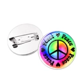 25mm vredesteken broche met regenboog tie-dye patroon en zilveren metalen speldrug - Zilver Regenboog Peace Letters (XSWX5780-2银色)
