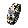Bracciale multistrato in pelle fatto a mano con bottone a pressione a tema pianeta Mercurio - Stile Mercurio (XSWX5838-6)