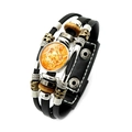 Bracciale multistrato in pelle galassia con ciondolo cosmico arancione e perline - Stile Nebulosa Arancione (XSWX5838-8)
