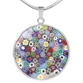 Collana con ciondolo in vetro di Murano Millefiori con motivi floreali a mosaico - Mosaico Classico (XSWX2721-10)
