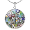 Collana con pendente in vetro di Murano millefiori con mosaico colorato e catena snake argento - Mosaico Squisito (XSWX2721-12)