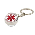 Porte-clés médical pour diabète de type 2 en argent avec étoile de vie sur fond blanc - Style Alerte Diabète Type 2 (XSWX5877-8)