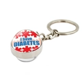 Porte-clés d'alerte médicale diabète avec texte bleu et symbole étoile de la vie rouge - Style Signe d'Alerte Diabétique (XSWX5877-7)