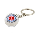 Vue détaillée du porte-clés médical en acier avec texte d'alerte pour le diabète - Style Alerte Patient Diabétique (XSWX5877-5)