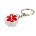 Detailansicht silberner Diabetes Schlüsselanhänger mit rotem Star of Life Symbol - Star of Life Stil (XSWX5877-2)