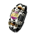 Pulsera multicapa de cuero con amuleto de cristal para el Día del Maestro y cuentas - Estilo Mensaje en Inglés Rayas Azules (XSWX5870-29)