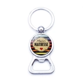 Close-up of silver metal beer bottle opener keychain with Merci Maitresse teacher gift design - Merci MAITRESSE Heart (XSWX5874-24)