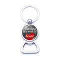 Silver beer bottle opener keychain with Teaching is a work of heart slogan for teachers - Teaching Is A Work Of Heart (XSWX5874-36)