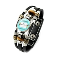 Pulsera multicapa de cuero con cabujón Merci Maîtresse regalo para la maestra - Estilo Mensaje en Francés Unisex Dibujos Animados Azul Claro (XSWX5870-30)