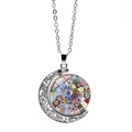 Venetian style moon pendant necklace with colorful Millefiori glass in s925 silver finish - Vintage Pattern Style (XSWX5846-8)