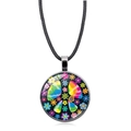 Collar con colgante de cristal bohemio con signo de la paz en cordón de cuero negro - Estilo Plateado 1 (XSWX5776-银色-1)