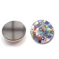 Italian Millefiori glass fridge magnet with colorful floral pattern and black magnetic back - Floral Pattern 6 (XSWX5844-6)