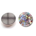 Round Venice glass magnet with colorful Millefiori art and grey magnetic base back - Floral Pattern 8 (XSWX5844-8)