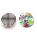 Round Venetian Millefiori glass fridge magnet with colorful floral pattern and magnetic back - Floral Pattern 9 (XSWX5844-9)