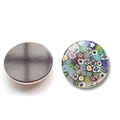 Colorful Venetian millefiori glass magnets with black magnetic backing on white background - Floral Pattern 12 (XSWX5844-12)