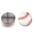 Set di due calamite da frigo in vetro da 25mm con motivo baseball e retro magnetico - Motivo Cuciture da Baseball (BXT2521-5)