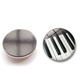 Détails d'aimants de réfrigérateur ronds en verre de 25 mm avec touches de piano et dos aimanté - Symbole Musical 1 (BXT2522-1)