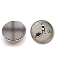 Detailed front and back view of a 30mm glass fridge magnet with a black cartoon cat design - Curly Tail Striped Cat Style (BXT2515-14)
