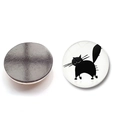 Detailed view showing the front and magnetic back of a 30mm black cat glass fridge magnet - Minimalist Black Cat Pattern Style (BXT2515-13)