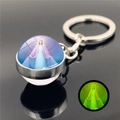 Luminous Virgin Mary crystal glass ball keychain with silver metal ring for women - Saint Image 1 (XSWX5840-1)