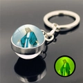 Virgin Mary luminous crystal glass ball keychain with silver metal ring and green glow - Saint Image 2 (XSWX5840-2)