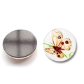 Vue détaillée avant et arrière d'un aimant de frigo papillon rond de 30mm en verre - Motif de Papillon 3 (BXT2514-3)