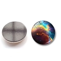 Detail view of 30mm galaxy glass fridge magnet showing the 3D nebula pattern and magnetic back - Phantom Deep Space Style (BXT2517-9)