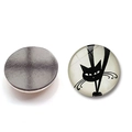 Minimalist black cat glass fridge magnets with strong magnetic back for home decor - Minimalist Black Cat Illustration Style (BXT2515-8)