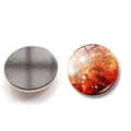 Macro detail of magnetic glass fridge magnets featuring vibrant orange nebula galaxy art - Orange Red Galaxy Style (BXT2517-8)