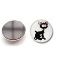 Cartoon black cat crystal glass fridge magnet with magnetic back for home decor - Green Collar Black Cat Style (BXT2515-7)